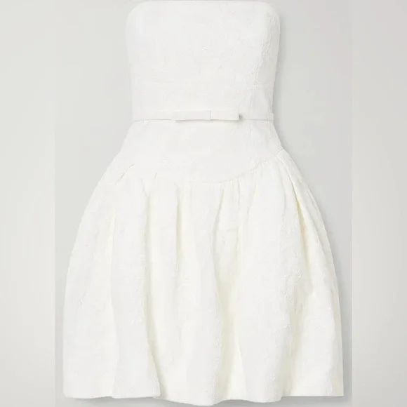 self portrait cream lace bandeau mini dress self-portrait - Cream Boucle Lace Trim Tailored Mini Dress